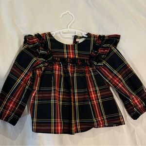 J. Crew Crewcuts tartan plaid holiday top size xxs
